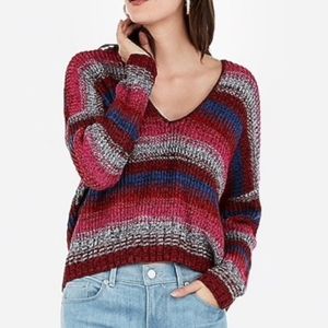 🎁NEW EXPRESS V NECK STRIPED SWEATER SIZE L /XL